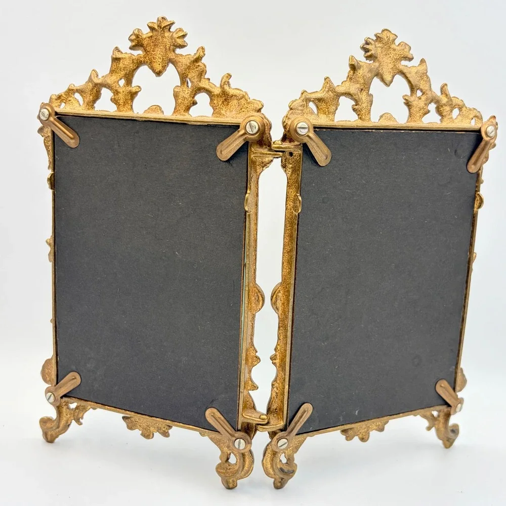 Antique Style Victorian Double Tabletop Frame Rococo Scrollwork Cast Iron Ornate